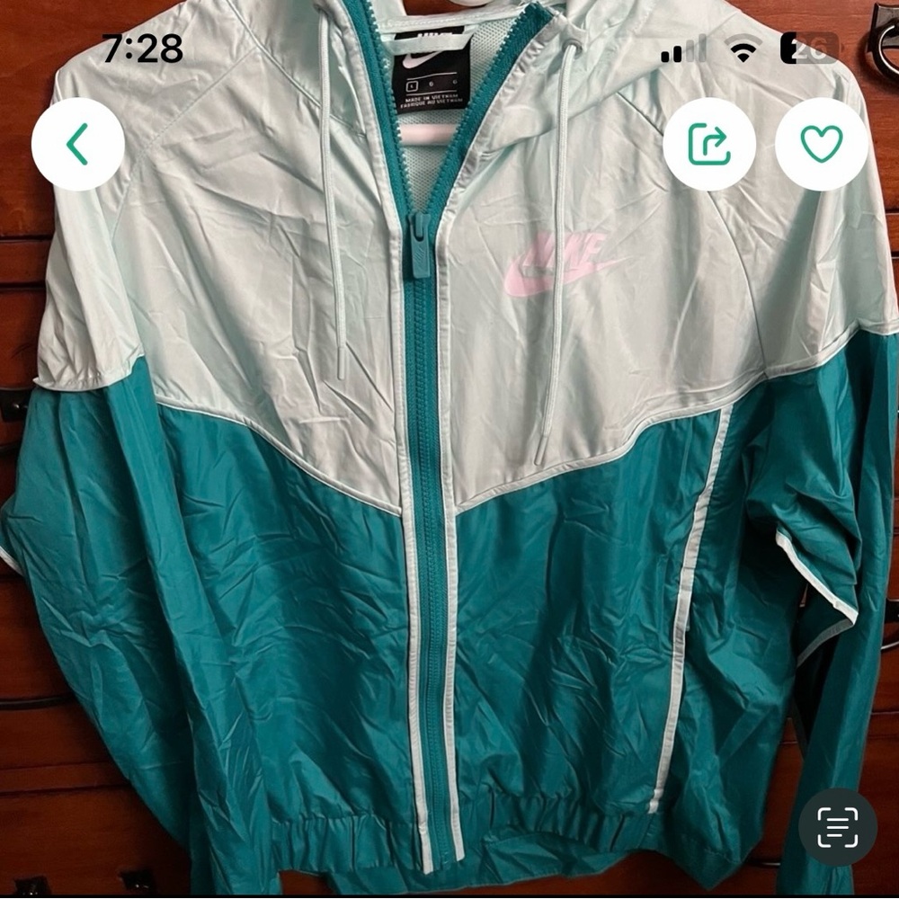 Nike Teal and white windbreaker
